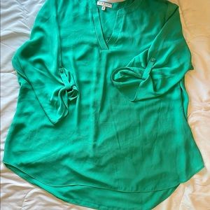 Chaus New York split neck blouse with button sleeves